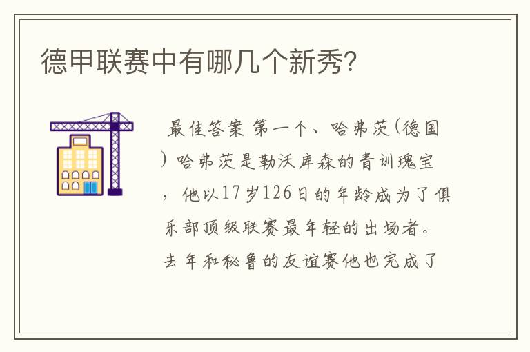 德甲联赛中有哪几个新秀?