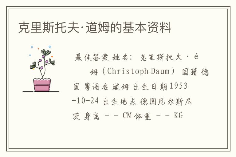 克里斯托夫·道姆的基本资料