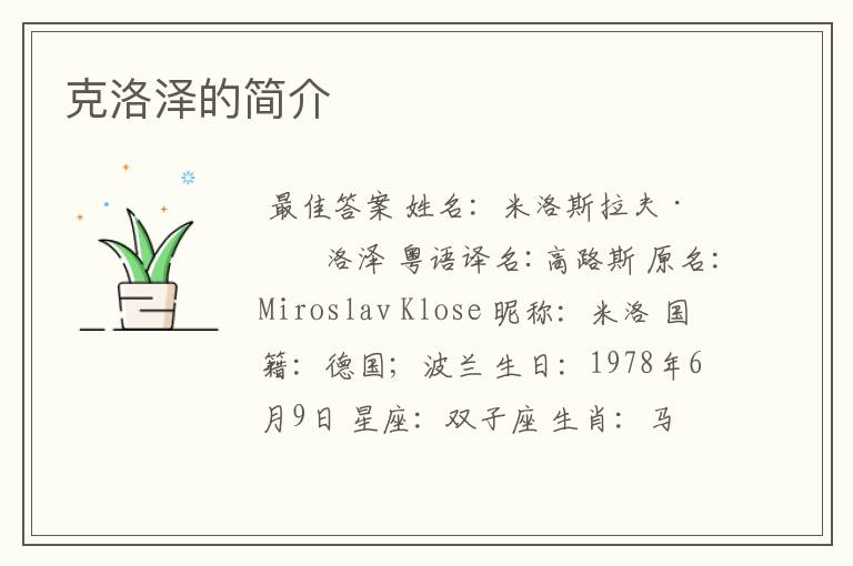 克洛泽的简介
