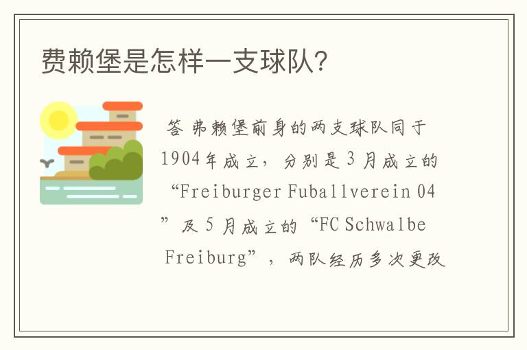 费赖堡是怎样一支球队?