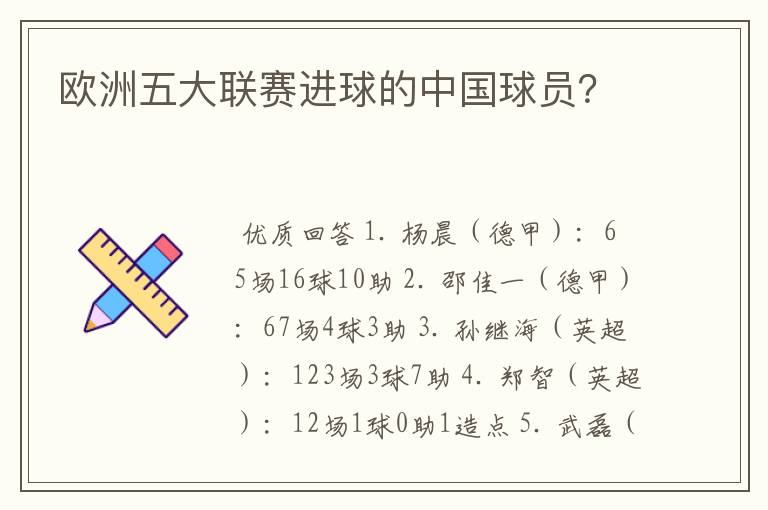 欧洲五大联赛进球的中国球员?