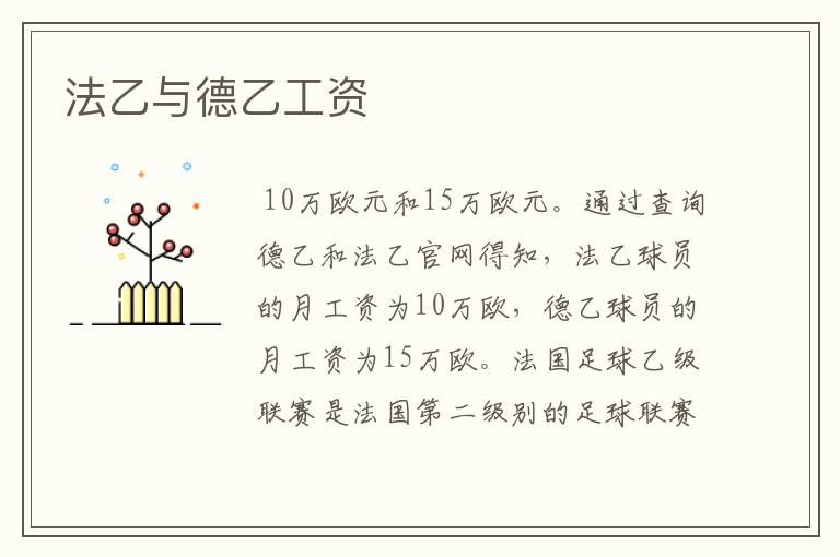法乙与德乙工资