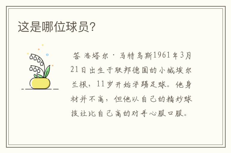 这是哪位球员?