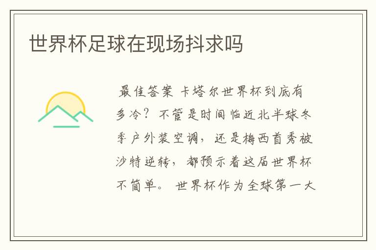 世界杯足球在现场抖求吗
