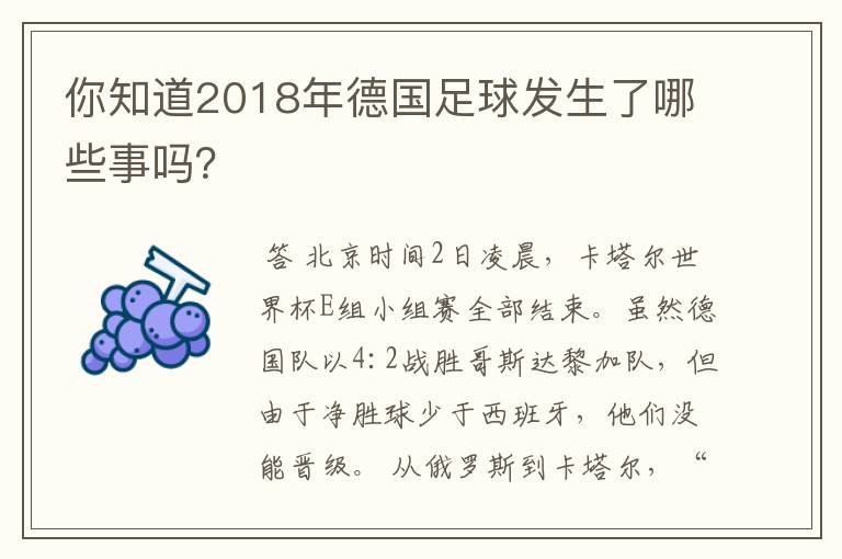 你知道2018年德国足球发生了哪些事吗?