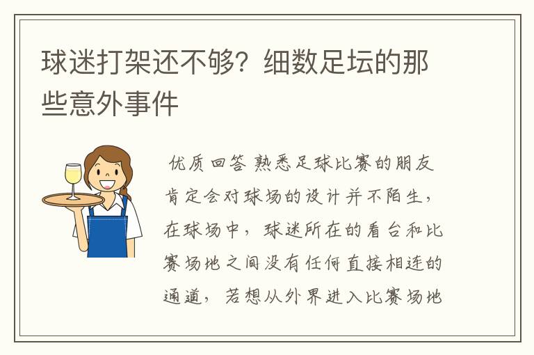 球迷打架还不够?细数足坛的那些意外事件
