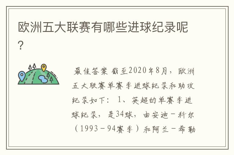 欧洲五大联赛有哪些进球纪录呢？