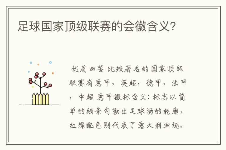 足球国家顶级联赛的会徽含义?