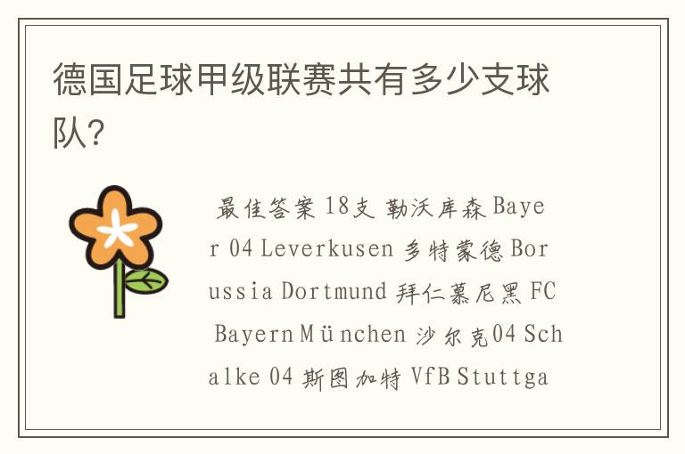 德国足球甲级联赛共有多少支球队?