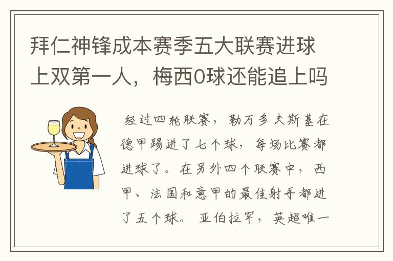 拜仁神锋成本赛季五大联赛进球上双第一人,梅西0球还能追上吗?