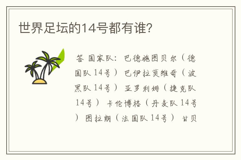 世界足坛的14号都有谁?