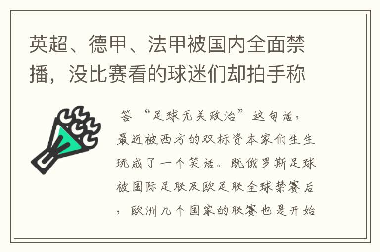 英超、德甲、法甲被国内全面禁播,没比赛看的球迷们却拍手称快