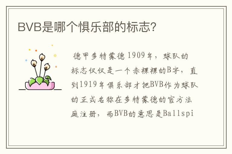BVB是哪个惧乐部的标志?