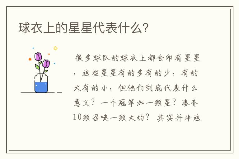 球衣上的星星代表什么?
