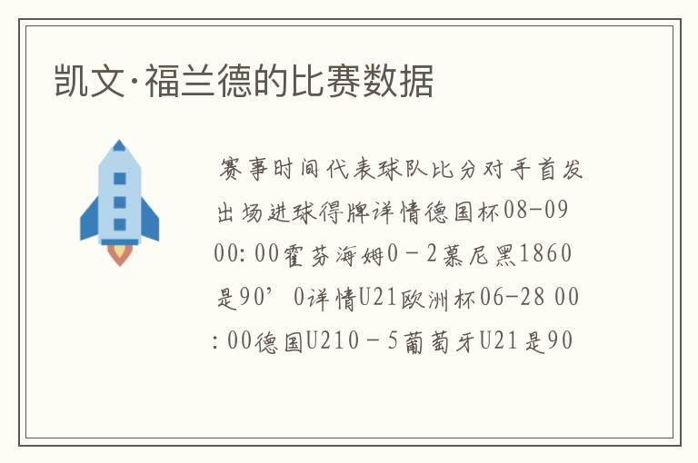 凯文·福兰德的比赛数据