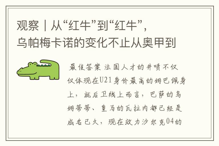 观察|从“红牛”到“红牛”,乌帕梅卡诺的变化不止从奥甲到德甲