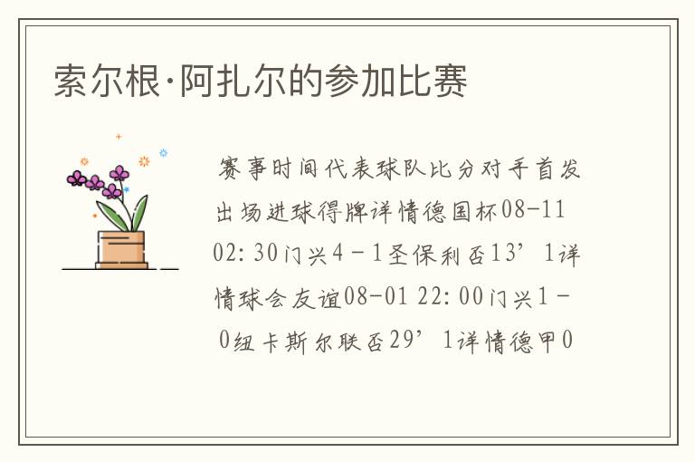 索尔根·阿扎尔的参加比赛