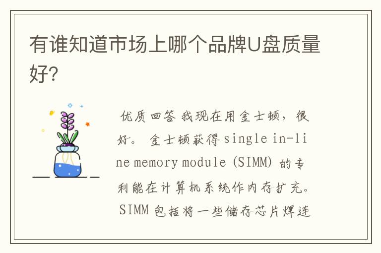 有谁知道市场上哪个品牌U盘质量好?