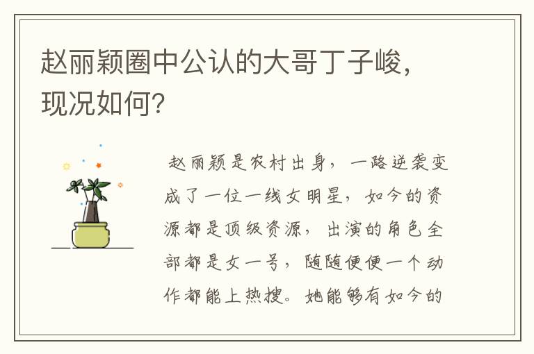 赵丽颖圈中公认的大哥丁子峻,现况如何?