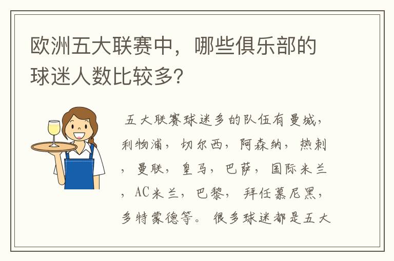 欧洲五大联赛中,哪些俱乐部的球迷人数比较多?