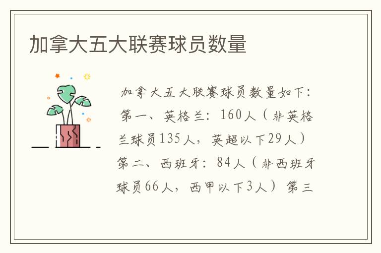 加拿大五大联赛球员数量
