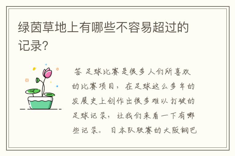 绿茵草地上有哪些不容易超过的记录?