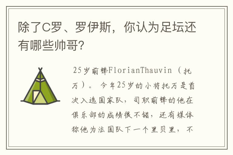 除了C罗、罗伊斯,你认为足坛还有哪些帅哥?