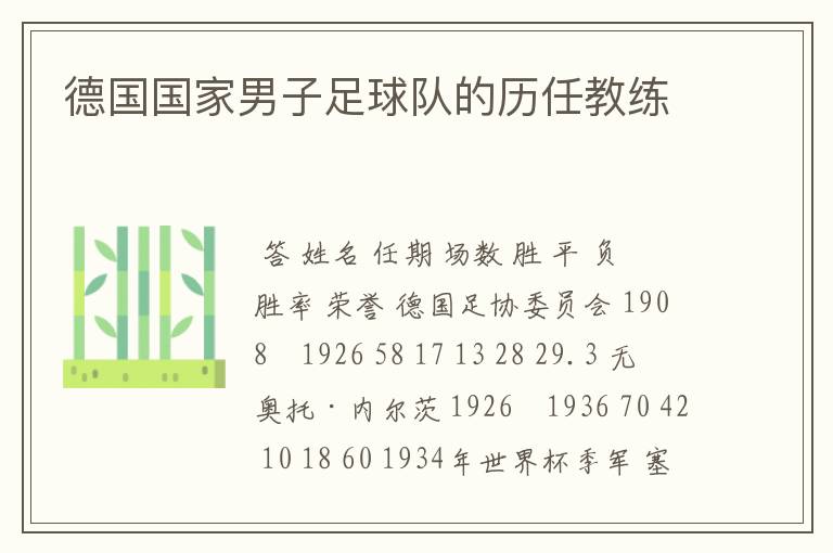 德国国家男子足球队的历任教练
