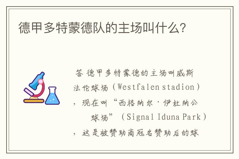 德甲多特蒙德队的主场叫什么?