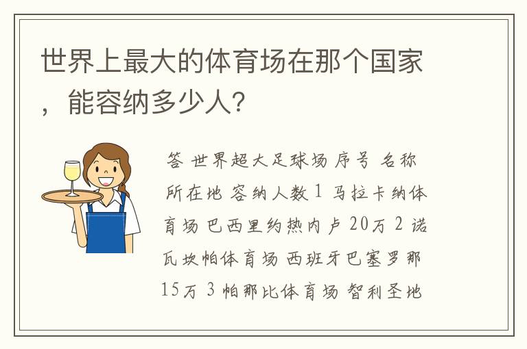 世界上最大的体育场在那个国家,能容纳多少人?