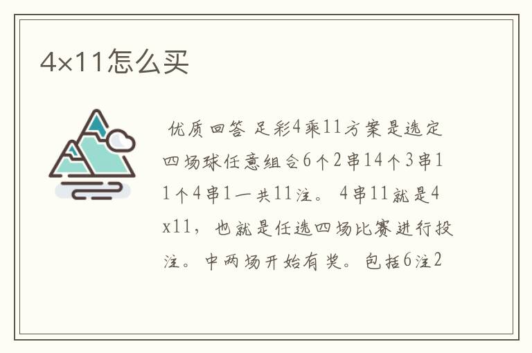 4×11怎么买