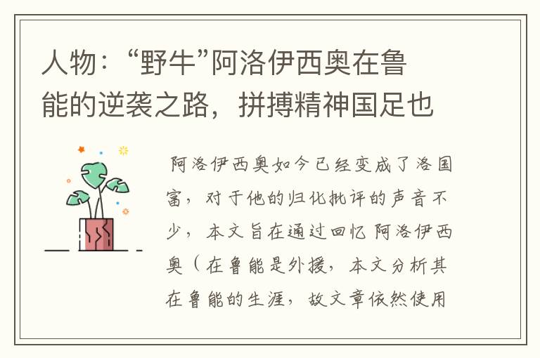 人物:“野牛”阿洛伊西奥在鲁能的逆袭之路,拼搏精神国足也需要