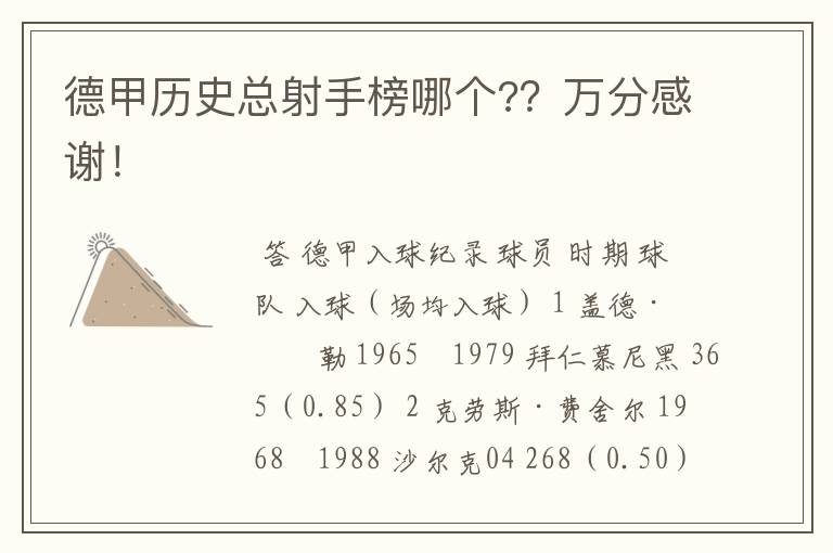 德甲历史总射手榜哪个??万分感谢!