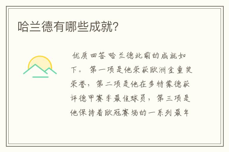哈兰德有哪些成就?