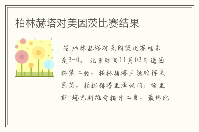 柏林赫塔对美因茨比赛结果