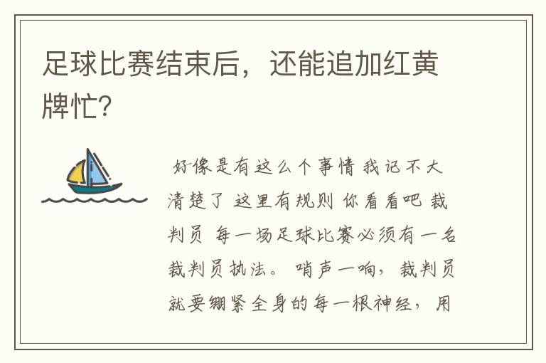 足球比赛结束后,还能追加红黄牌忙?