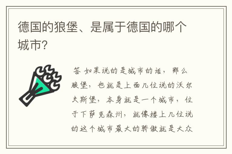 德国的狼堡、是属于德国的哪个城市?