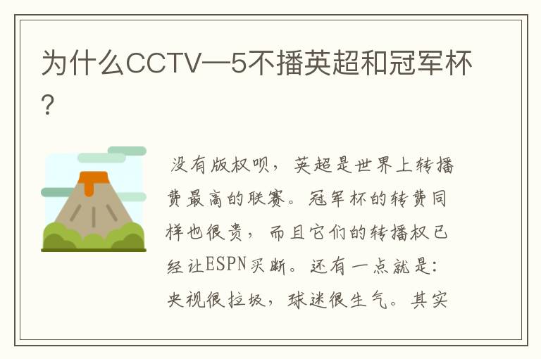 为什么CCTV—5不播英超和冠军杯?