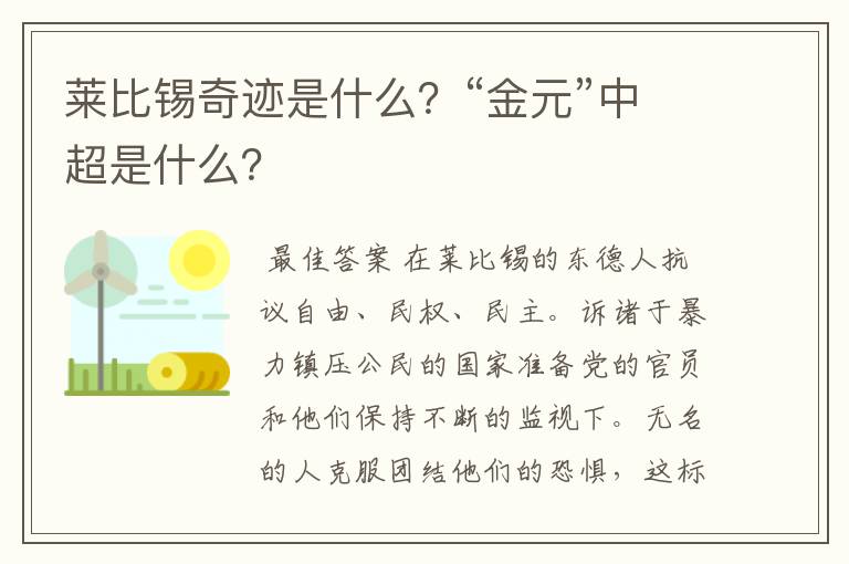 莱比锡奇迹是什么?“金元”中超是什么?