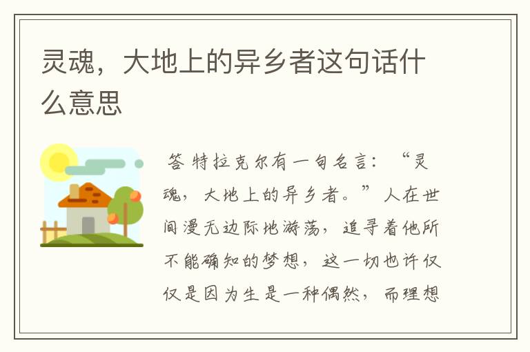 灵魂,大地上的异乡者这句话什么意思