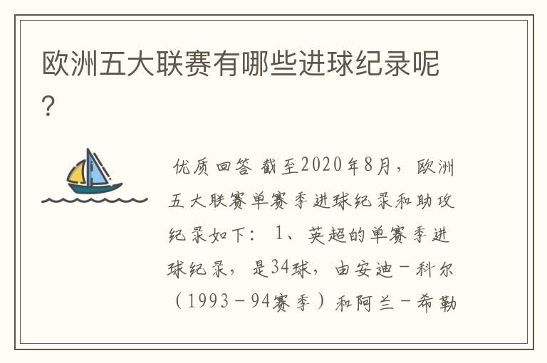 欧洲五大联赛有哪些进球纪录呢?