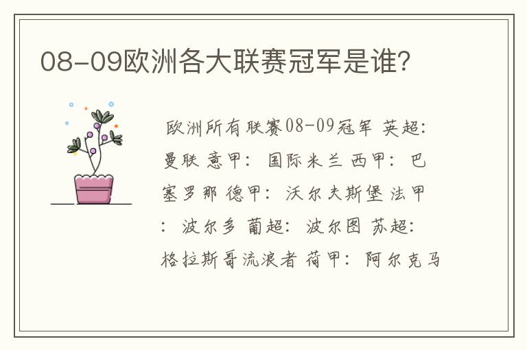 08-09欧洲各大联赛冠军是谁?