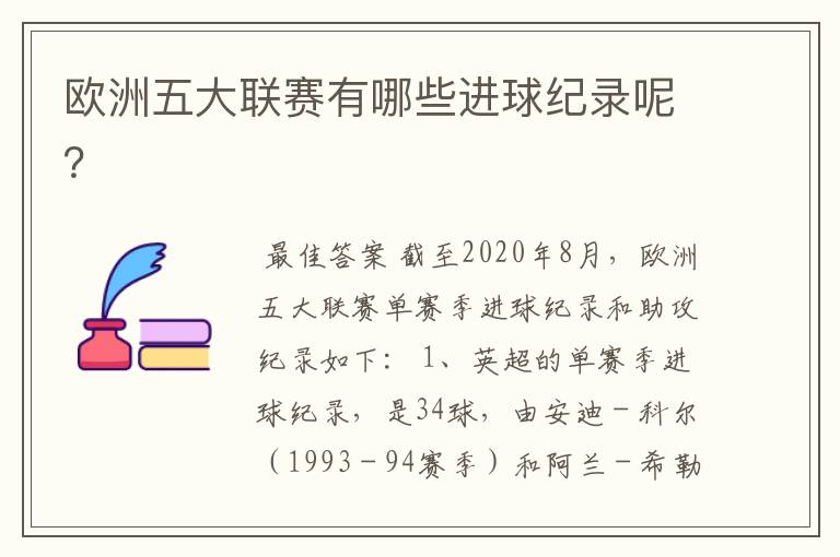 欧洲五大联赛有哪些进球纪录呢?