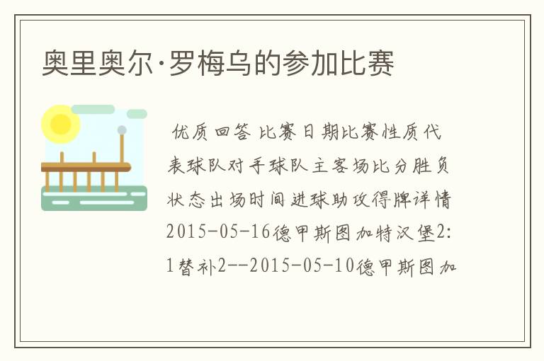 奥里奥尔·罗梅乌的参加比赛