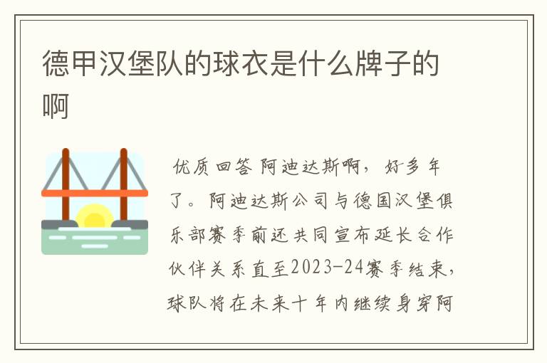 德甲汉堡队的球衣是什么牌子的啊