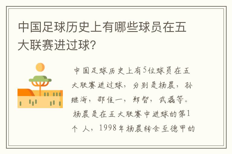 中国足球历史上有哪些球员在五大联赛进过球?