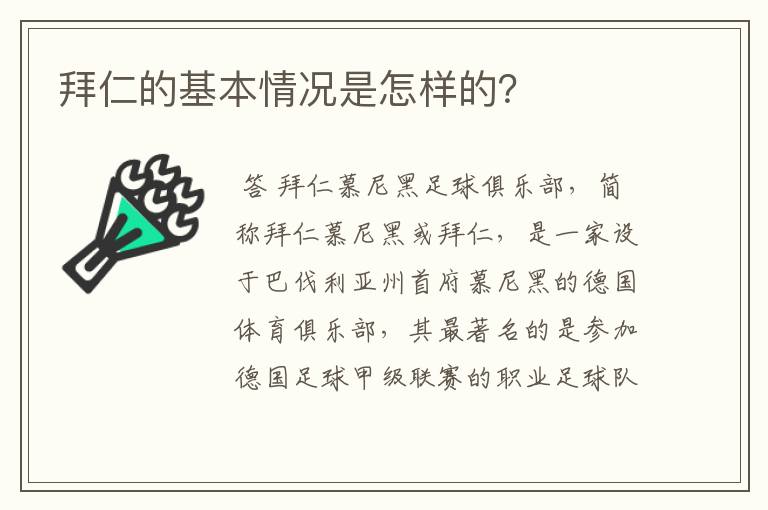 拜仁的基本情况是怎样的?