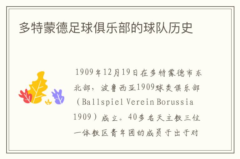 多特蒙德足球俱乐部的球队历史
