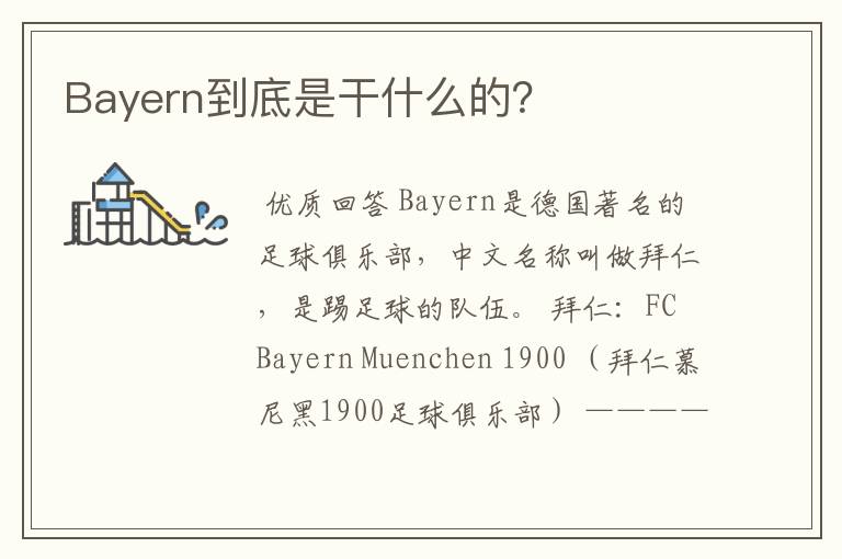 Bayern到底是干什么的?