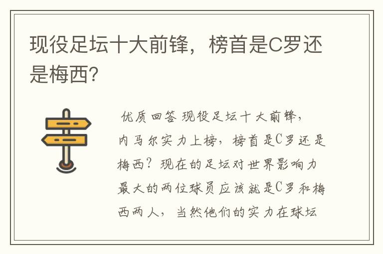 现役足坛十大前锋,榜首是C罗还是梅西?